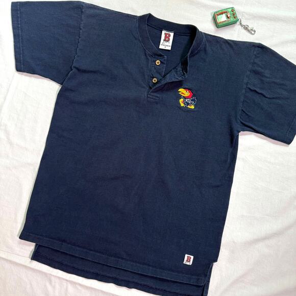 Vintage KU Kansas Henley Shirt - M - Picture 1 of 5